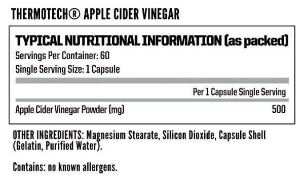 ThermoTech Apple Cider Vinegar Nutritional Info