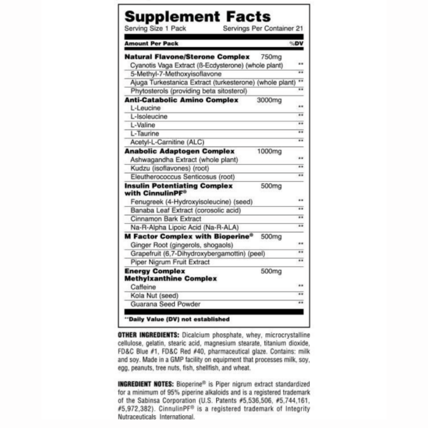 Animal M-Stack Supplement Facts