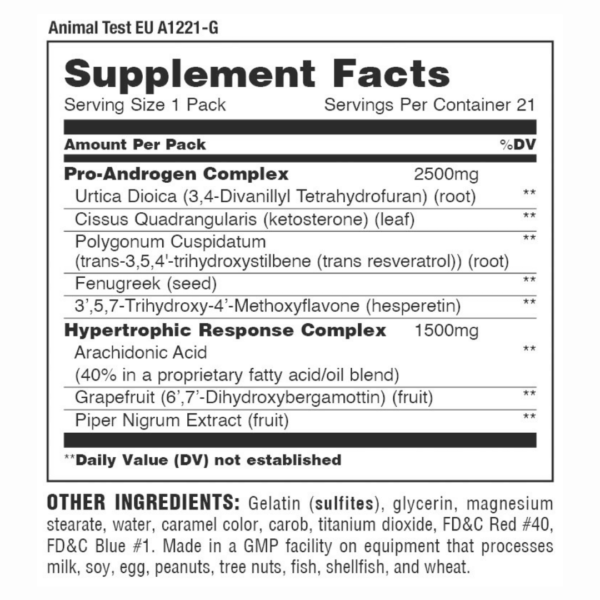 Animal Test Supplement Facts